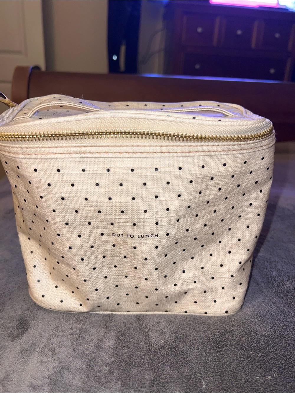 kate spade cream polka dot mini lunch bag